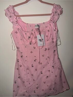 Princess Polly Pink Gingham Floral Ruffle Sundress